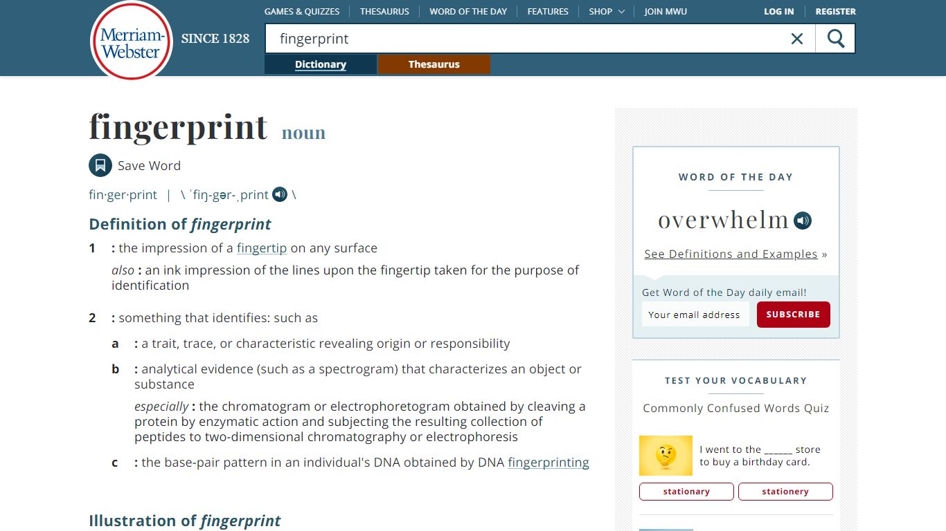 Fingerprint Definition & Meaning - Merriam-Webster