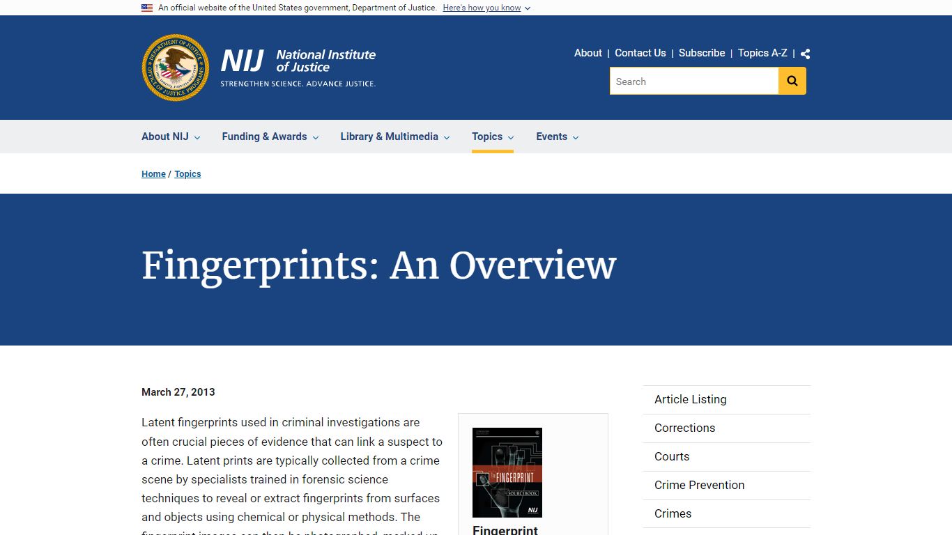 Fingerprints: An Overview | National Institute of Justice